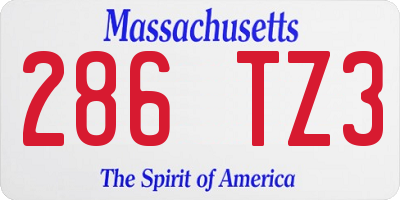 MA license plate 286TZ3