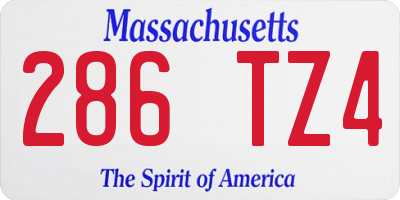 MA license plate 286TZ4