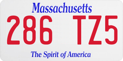 MA license plate 286TZ5
