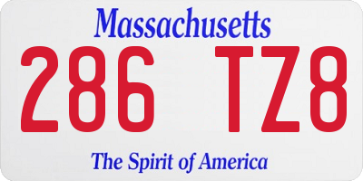 MA license plate 286TZ8