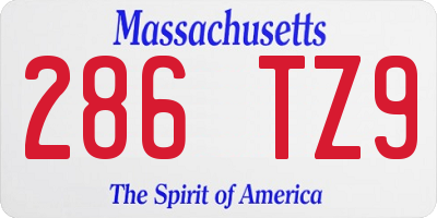 MA license plate 286TZ9