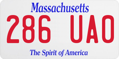 MA license plate 286UA0