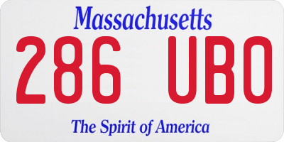 MA license plate 286UB0