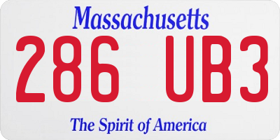 MA license plate 286UB3