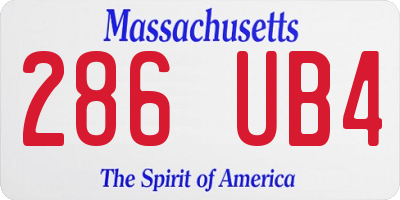 MA license plate 286UB4