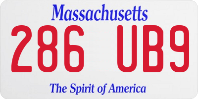 MA license plate 286UB9