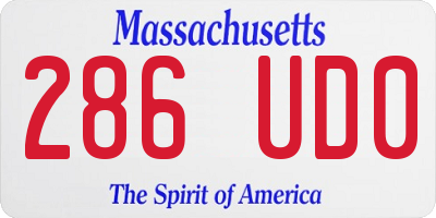 MA license plate 286UD0