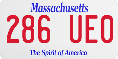 MA license plate 286UE0