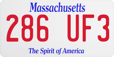 MA license plate 286UF3