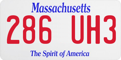 MA license plate 286UH3