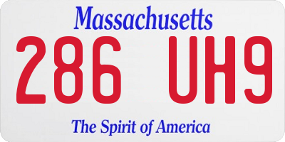 MA license plate 286UH9