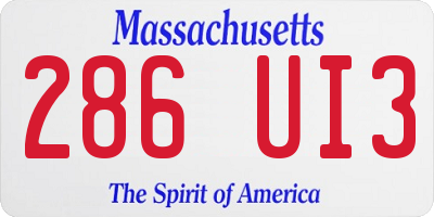 MA license plate 286UI3
