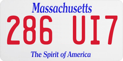 MA license plate 286UI7
