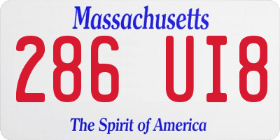 MA license plate 286UI8