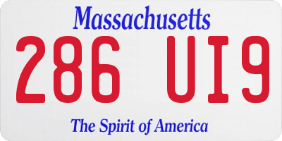 MA license plate 286UI9