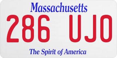 MA license plate 286UJ0