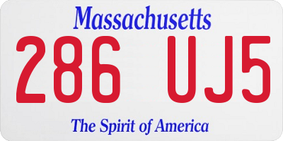 MA license plate 286UJ5