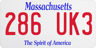 MA license plate 286UK3