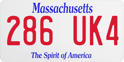 MA license plate 286UK4
