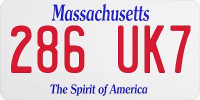 MA license plate 286UK7