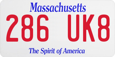 MA license plate 286UK8
