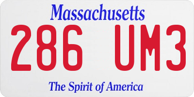 MA license plate 286UM3