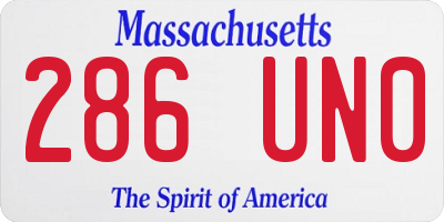 MA license plate 286UN0