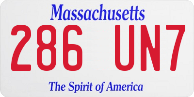 MA license plate 286UN7