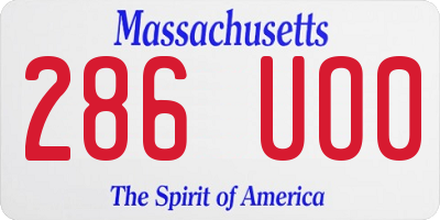 MA license plate 286UO0