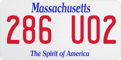 MA license plate 286UO2