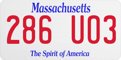 MA license plate 286UO3