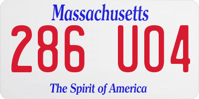 MA license plate 286UO4