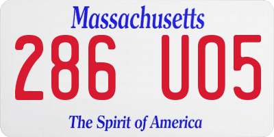 MA license plate 286UO5