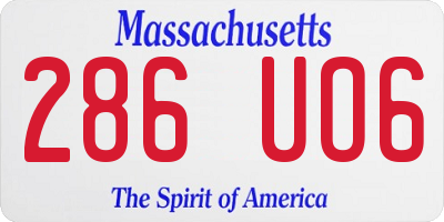 MA license plate 286UO6