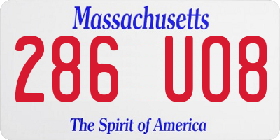 MA license plate 286UO8