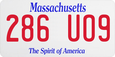 MA license plate 286UO9