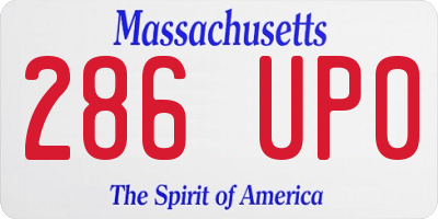 MA license plate 286UP0