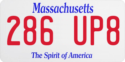 MA license plate 286UP8