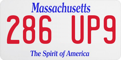 MA license plate 286UP9