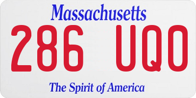 MA license plate 286UQ0