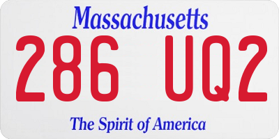 MA license plate 286UQ2