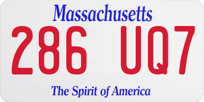 MA license plate 286UQ7