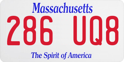 MA license plate 286UQ8