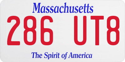 MA license plate 286UT8