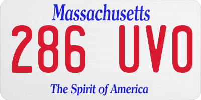 MA license plate 286UV0