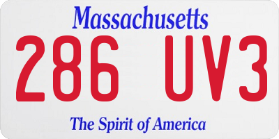 MA license plate 286UV3