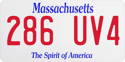 MA license plate 286UV4