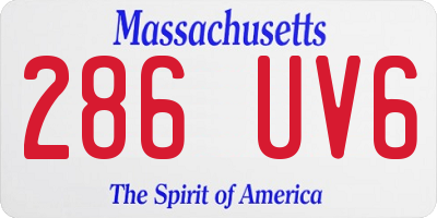 MA license plate 286UV6