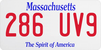 MA license plate 286UV9