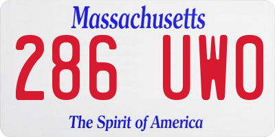 MA license plate 286UW0